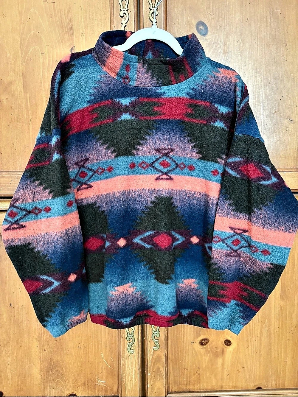Vintage Southwestern Geometric Fleece 90’s Mock Neck Pullover Sweater